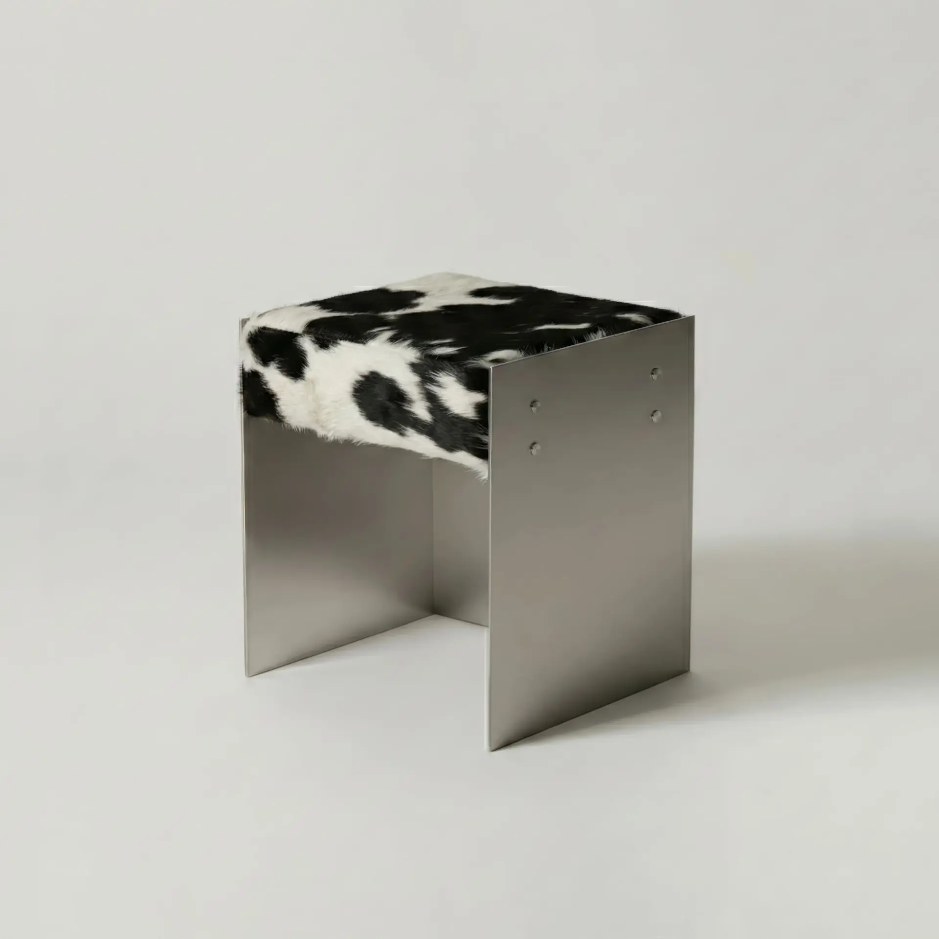 Dela Paslanmaz Çelik Tabure ve Sığır Derisi Puf