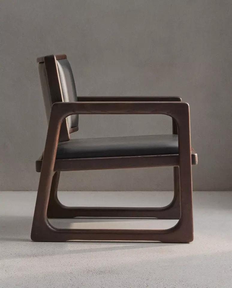 Lounge Chair 03 - Dişbudak ve Deri Tasarım Berjer