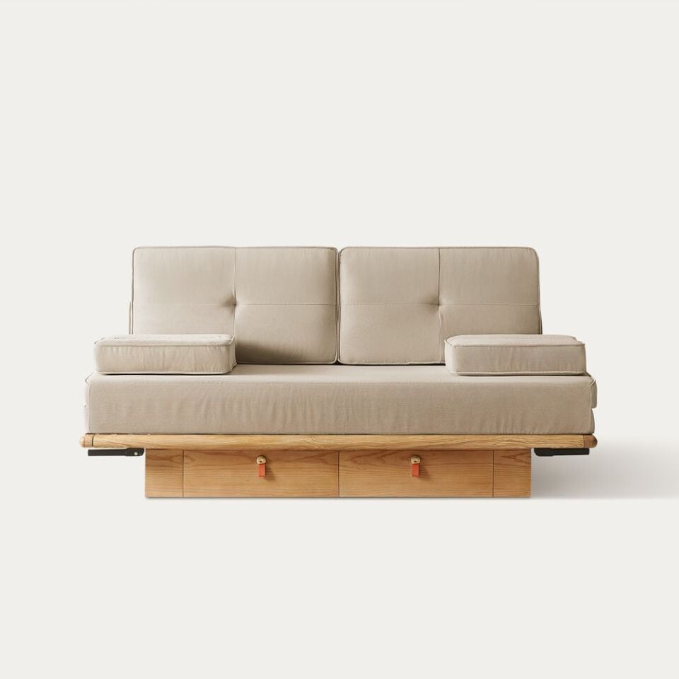 Nanna Masif Ahşap Kanepe Yatak | 180 cm - Saklama Çekmeceli