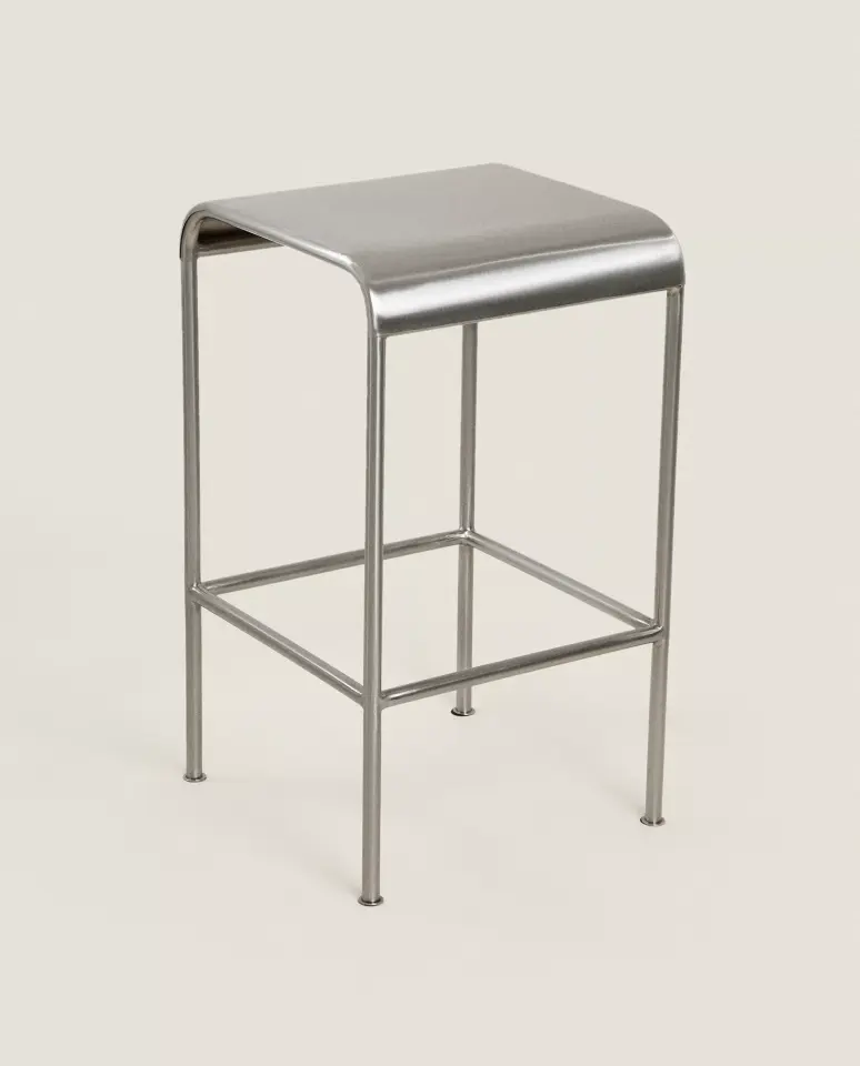 Aura Yüksek Paslanmaz Çelik Tabure | Endüstriyel Minimalizm