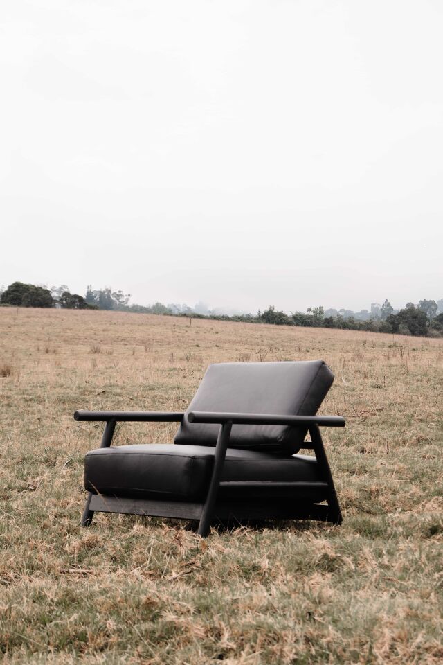 Thanatos Ahşap Deri Berjer